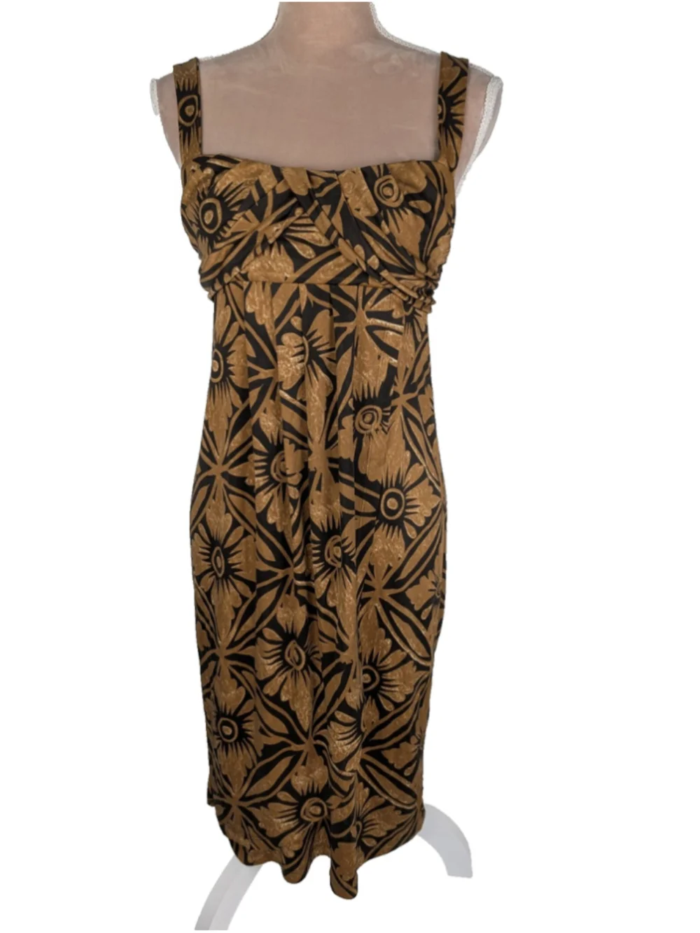 Vintage Diane Von Furstenberg Knit Silk Tonga Midi Wrap Dress Tan Brown Sz 6
